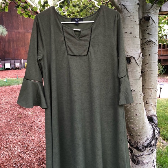 Olive Green Bohemian Style Dress - Picture 1 of 4